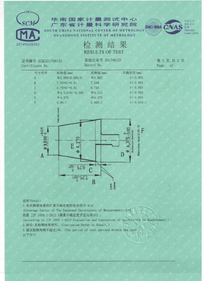 Iso594-1 Standard Fig 3c Plug LUER Gauge For Female Luer Connectors 3