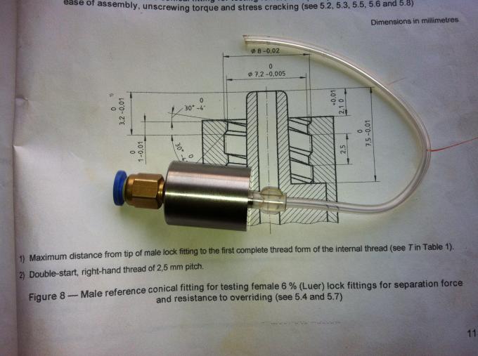 Male Reference Luer Slip Connector For Testing , Female Luer Connectors For Leakage/iso80369 gauges/iso594 gauge 1