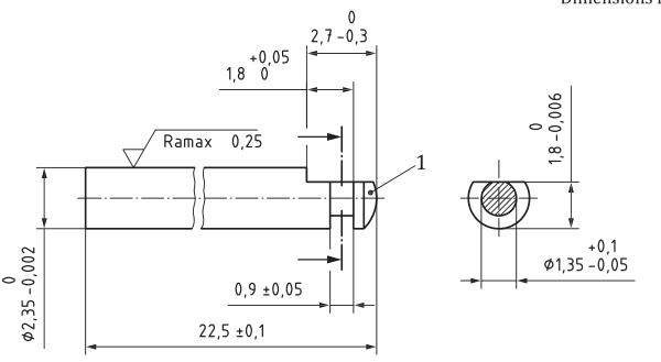 ISO 14457 Dentistry — Handpieces And Motors , ISO 14457 -Figure 3 Five Types Of Test Mandrel 0