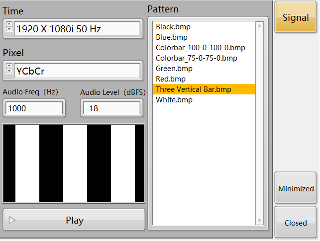 Three Vertical Bar Signal IEC62368 Three Vertical Bar Signal.RDL-100 video signal generator 2