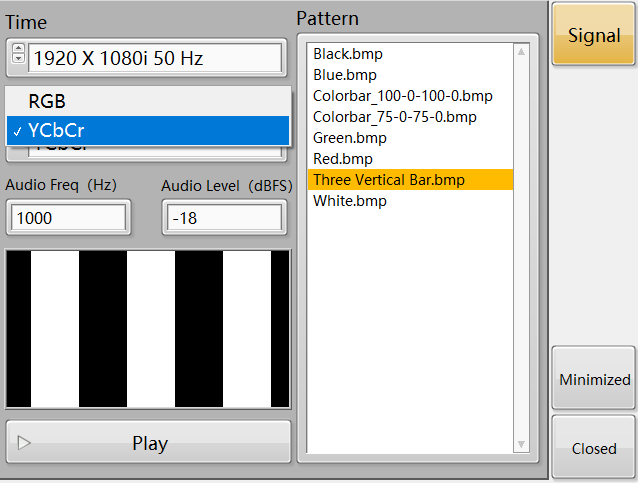 Three Vertical Bar Signal IEC62368 Three Vertical Bar Signal.RDL-100 video signal generator 7