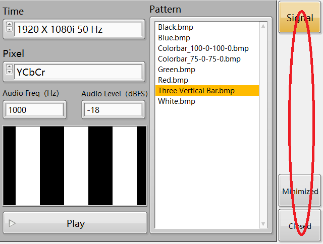 Three Vertical Bar Signal IEC62368 Three Vertical Bar Signal.RDL-100 video signal generator 12