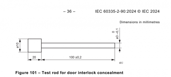 Rod Length Test In Rcc IEC 60335-2-90 Test Rod with 100mm Probe and M6 Thread