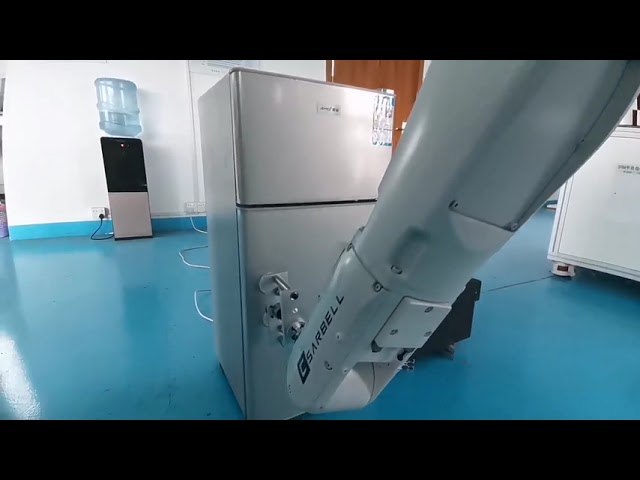 Company videos about Robotic arm for refrigerator door durability test - continuously open and close